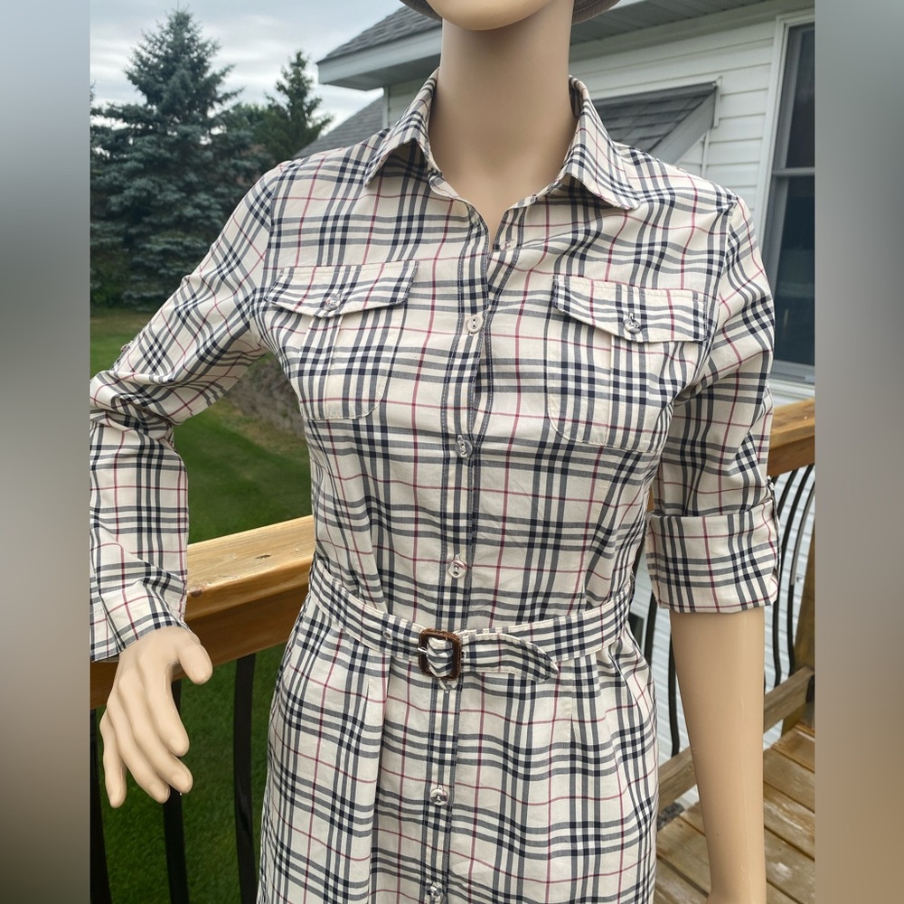Burberry Nova Check BELTED Button Down Shirt Dress🔥NEW🔥Womens SM/Youth XL (12) - Picture 16 of 17